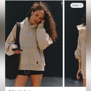 Free People “A Cut Above” Beige Oversized Hoodie